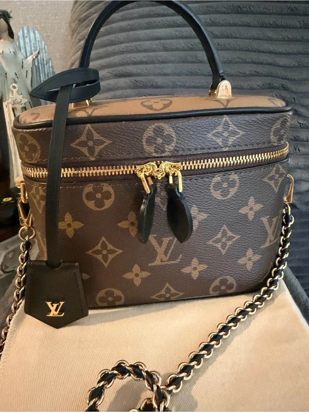 Louis Vuitton Vanity PM Reverse Monogram Chain Crossbody Strap with Dust Bag